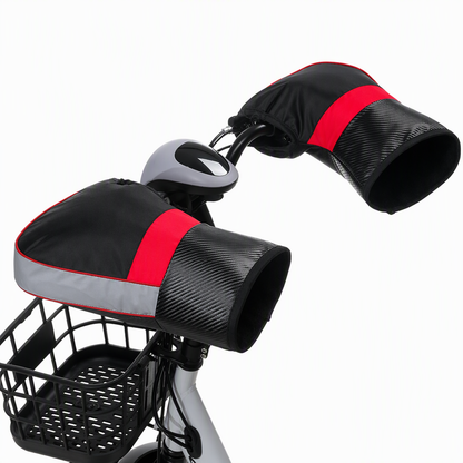 Winter Motorcycle Handlebar Muffs Thick Fleece Lined Windproof Cold Weather Gloves for Electric Scooters with Reflective Strip 1 Pair
